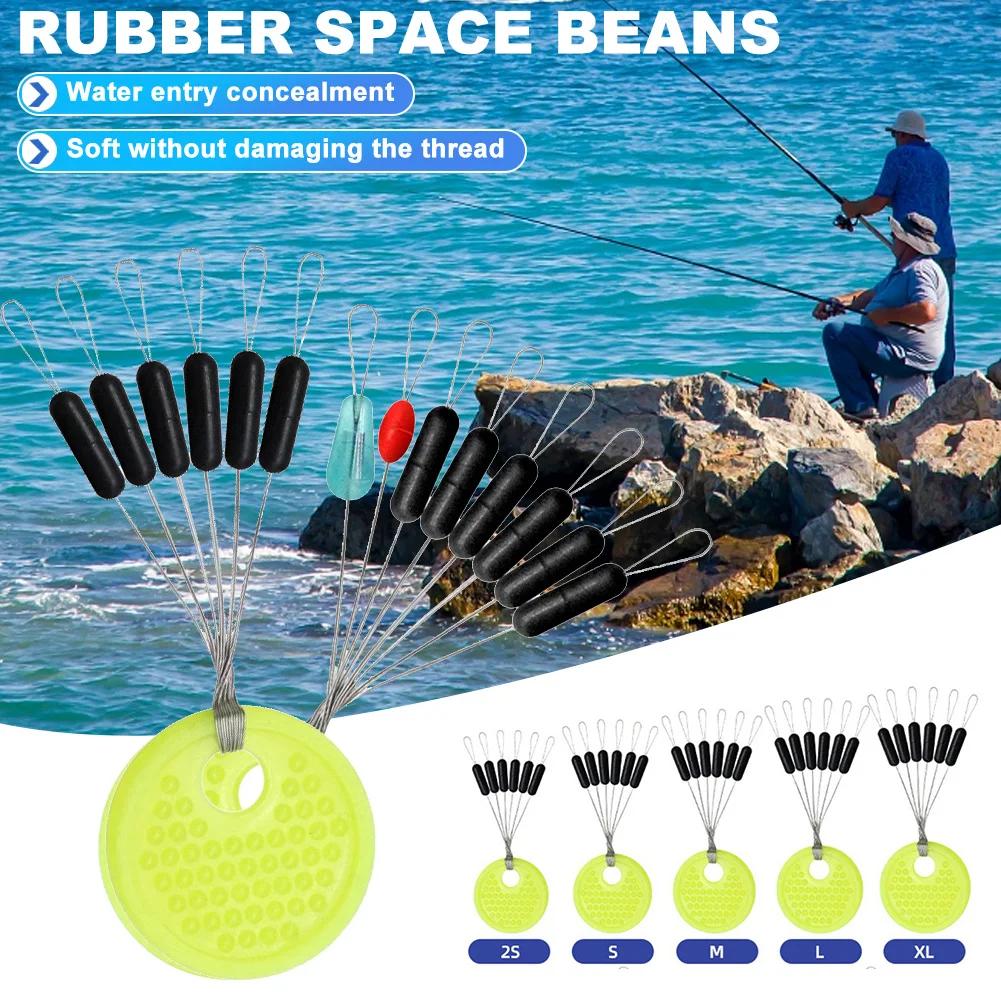 Fishing Bobber Float - Fishing Rod Rubber Space Beans 60pcs