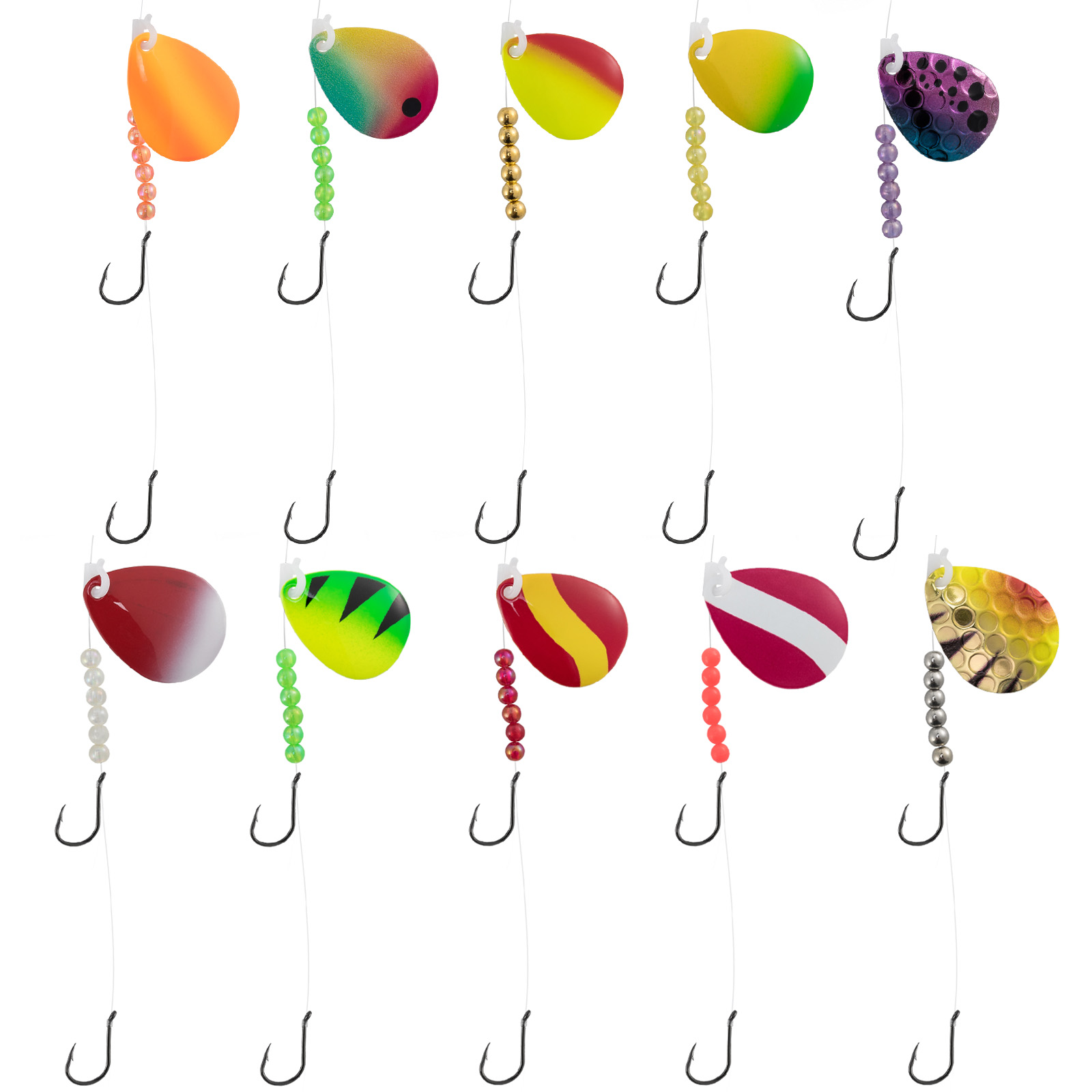 Surf Fishing Equipment - 10pcs Walleye Spinner Rig 114cm 15LB